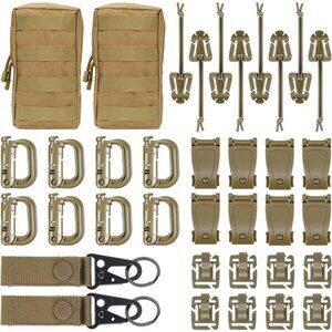 36PCS Attachments for Tactical Backpack Vest Belt, D-Ring Grimloc Locking Gear
